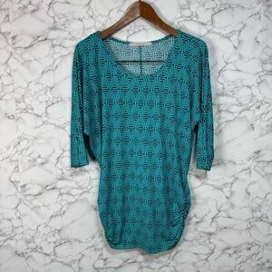 41 Hawthorne Women’s Blouse Top sz M Tunic Length Liquid Knit #F569